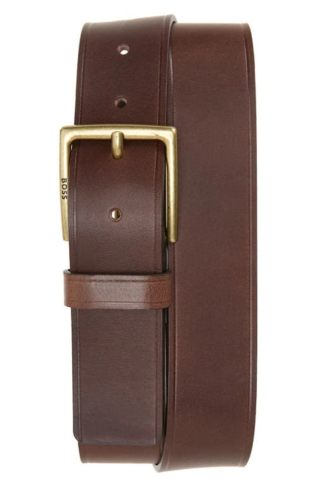 BOSS Rummi Leather Belt Dark Brown at Nordstrom,