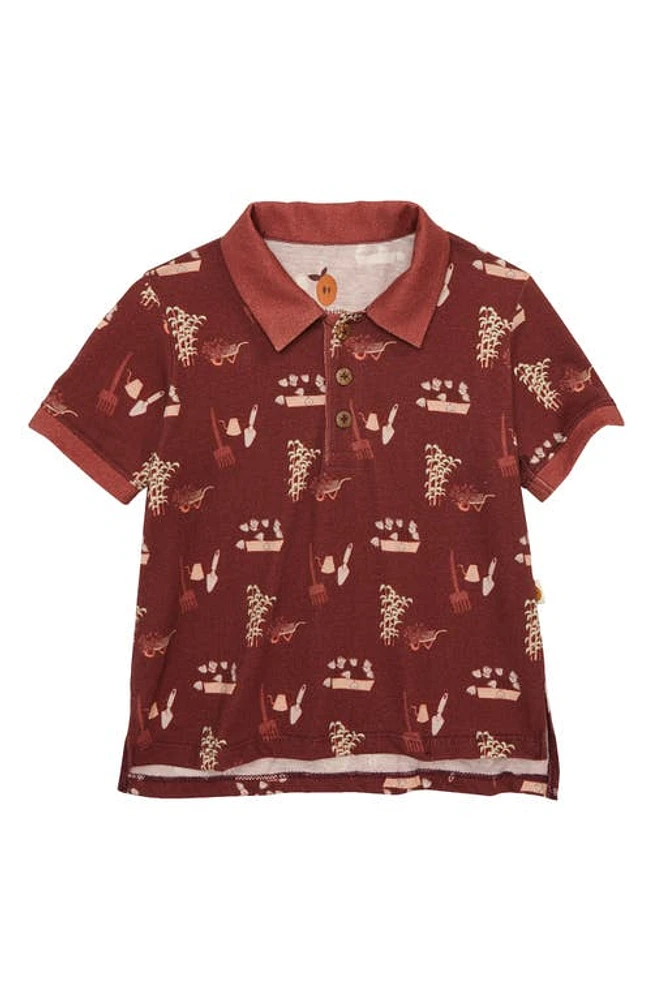 Naseberry Backyarden Organic Cotton Polo Brown/Beige at Nordstrom,