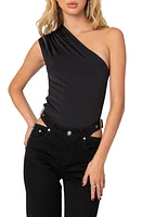 EDIKTED Tabby Gathered One-Shoulder Bodysuit Black at Nordstrom,