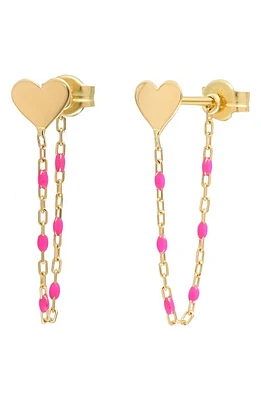 Bony Levy BLG 14K Gold Heart Chain Front/Back Earrings in 14K Yellow Gold at Nordstrom