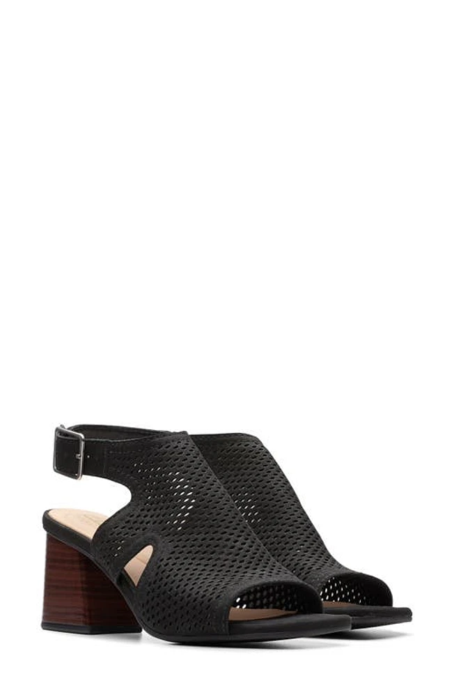 Clarks(r) Siara 65 Flow Ankle Strap Sandal Black Nubuck at Nordstrom,