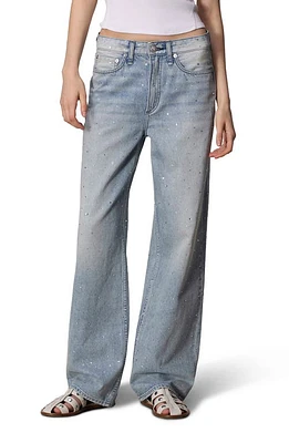 rag & bone Logan Crystal Embellished Wide Leg Jeans Mistywjewe at Nordstrom,