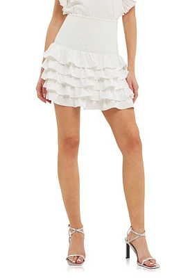 Endless Rose Smocked Tiered Ruffle Miniskirt at Nordstrom,