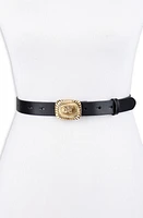 Sam Edelman Sunburst Plaque Leather Belt Black at Nordstrom,