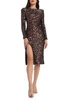 Dress the Population Natalie Sequin Long Sleeve Sheath Gunmetal Multi at Nordstrom,