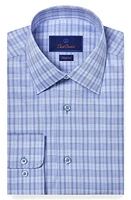 David Donahue Regular Fit Check Dress Shirt Blue/Sky at Nordstrom,