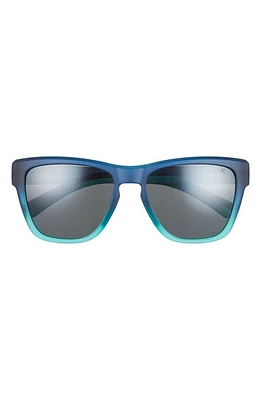 Hurley Deep Sea 54mm Polarized Square Sunglasses in Matte Blue Grad/Smoke Base at Nordstrom