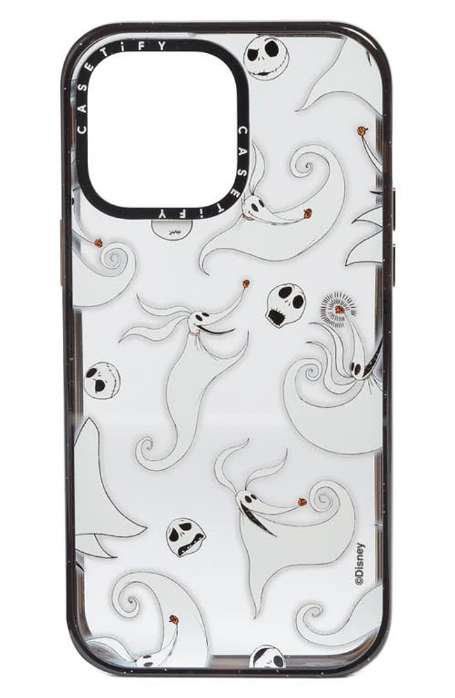 CASETiFY x Disney The Nightmare Before Christmas Jack & Zero iPhone 13 Pro/13 Pro Max & 14 Plus/14 Pro Max Case in Clear/Glossy Black at Nordstrom