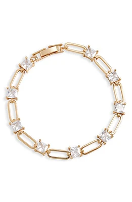 Nordstrom Cubic Zirconia Open Link Bracelet in Clear- Gold at Nordstrom