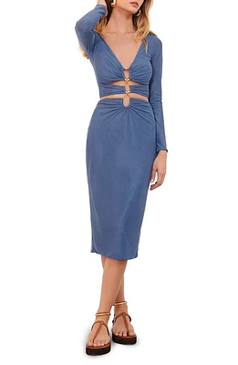 ViX Swimwear Luna Long Sleeve Cover-Up Midi Dress Light Blue at Nordstrom,