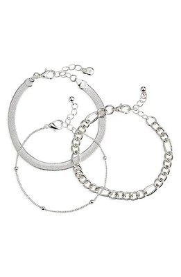 BP. Sterling Silver Dipped Assorted Set of 3 Chain Bracelets at Nordstrom