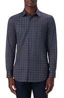 Bugatchi OoohCotton Print Stretch Cotton Button-Up Shirt Midnight at Nordstrom,