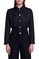 maje Blopaille Tweed Jacket Black at Nordstrom,