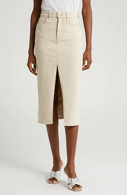 PAIGE Angela Denim Midi Skirt Soft Beige at Nordstrom,