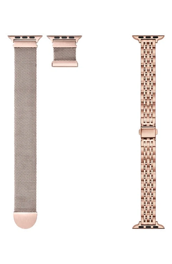 The Posh Tech Assorted 2-Pack 38mm Apple Watch Watchbands in Rose Gold /Rose Gold at Nordstrom