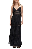 MANGO Lace Panel Maxi Dress Black at Nordstrom,