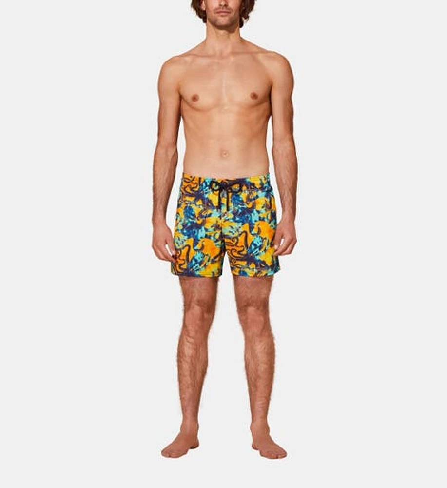 Vilebrequin Men's Poulpes Tie & Dye Stretch Swim Trunks in Soleil at Nordstrom