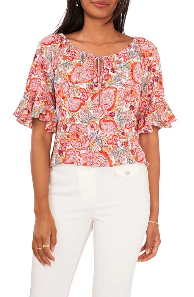 Chaus Floral Off the Shoulder Top in Cream/Red/Multi at Nordstrom, Size Medium