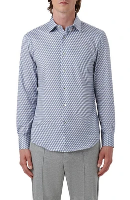 Bugatchi James OoohCotton Geometric Print Button-Up Shirt Navy at Nordstrom