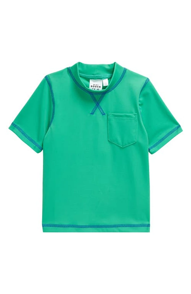 Mini Boden Kids' Short Sleeve Rashguard Pea Green at Nordstrom,