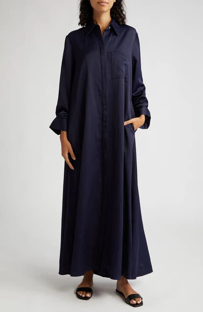 TWP Jenny's Long Sleeve Shirtdress Midnight at Nordstrom,