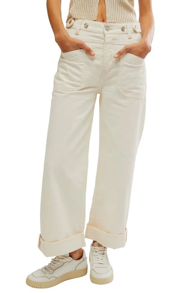 Free People Palmer Cuffed Jeans Eggshell at Nordstrom,