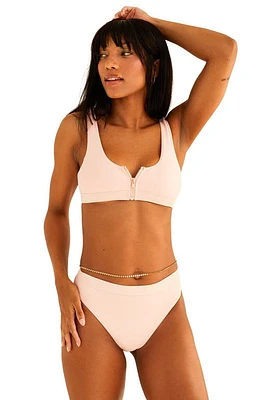 Dippin Daisys Wave Front Zipper Closure Bikini Top Sunset Pink at Nordstrom,