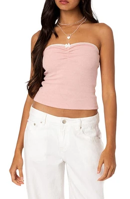 EDIKTED Kacey Waffle Knit Tube Top Pink at Nordstrom,