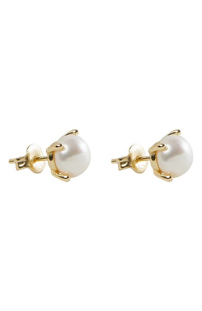 Argento Vivo Sterling Silver Freshwater Pearl Stud Earrings in Gold at Nordstrom