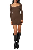 Princess Polly Nolan Long Sleeve Minidress Brown at Nordstrom,