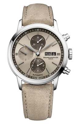 Baume & Mercier Classima Chronograph Leather Strap Watch, 42mm in Sand And Anthracite at Nordstrom