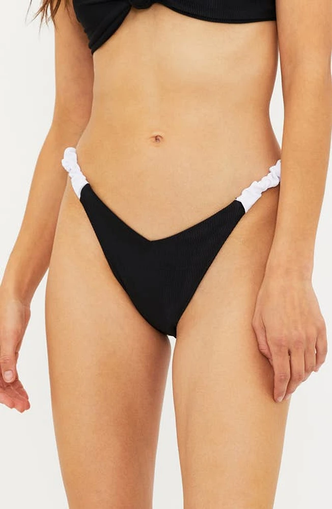 Beach Riot Phoebe High Cut Bikini Bottoms Black/White at Nordstrom,