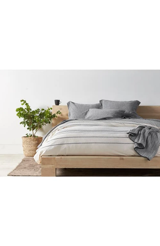 Coyuchi Rippled Stripe Organic Cotton Duvet Cover in Ivory W/black at Nordstrom