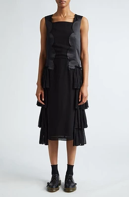 Comme des Garçons Comme des Garçons Mixed Media Tiered Ruffle Sheath Dress in Black at Nordstrom, Size Medium