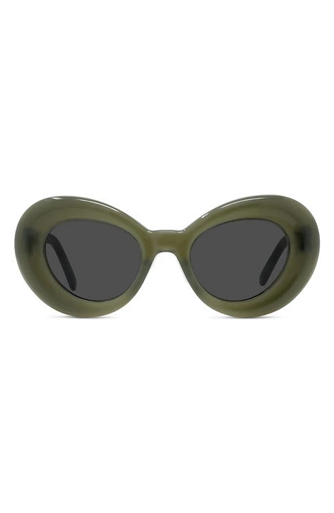 Loewe Curvy 47mm Butterfly Sunglasses in Shiny Dark Green /Smoke at Nordstrom