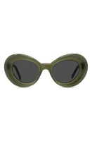 Loewe Curvy 47mm Butterfly Sunglasses in Shiny Dark Green /Smoke at Nordstrom