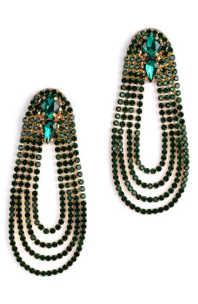 Deepa Gurnani Eliana Crystal Drop Earrings in Emerald at Nordstrom