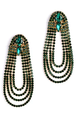 Deepa Gurnani Eliana Crystal Drop Earrings in Emerald at Nordstrom