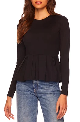 Susana Monaco Long Sleeve Peplum Top Black at Nordstrom,