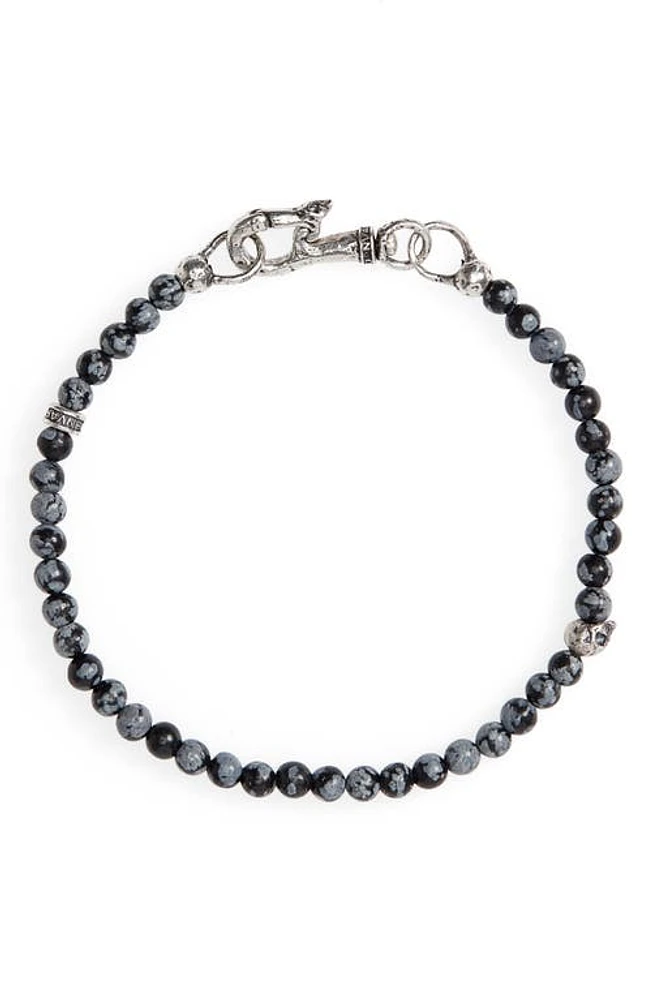 John Varvatos Skull Bead Bracelet in Black/Silver at Nordstrom