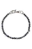 John Varvatos Skull Bead Bracelet in Black/Silver at Nordstrom