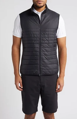 J. Lindeberg Martino Quilted Hybrid Water Repellent Insulated Vest Black at Nordstrom,