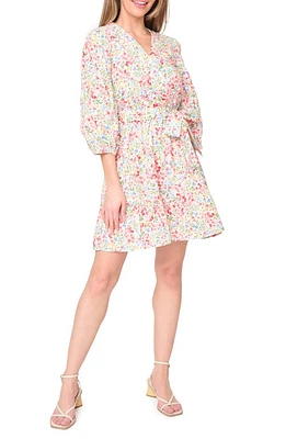 GIBSONLOOK Harper Floral Poplin Faux Wrap Dress Wild Bouquet at Nordstrom,