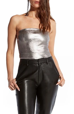 AS by DF Cinematique Leather Tube Top Gunmetal at Nordstrom,