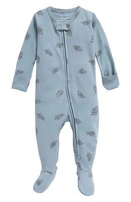 L'Ovedbaby Fern Print Fitted One-Piece Footie Pajamas Pool at Nordstrom,