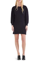 ÉTICA Camila Pleat Shoulder Long Sleeve Cotton French Terry Minidress Black Beauty at Nordstrom,