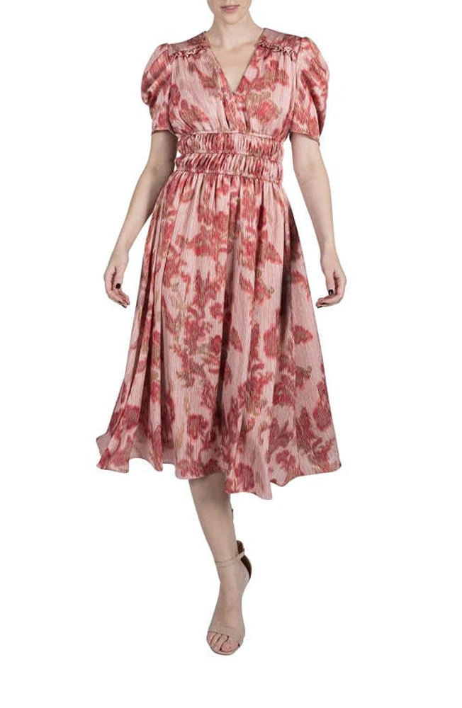 Julia Jordan Print Puff Sleeve Dress Blush Multi at Nordstrom,