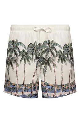 Eton Palm Tree Swim Trunks Green at Nordstrom,