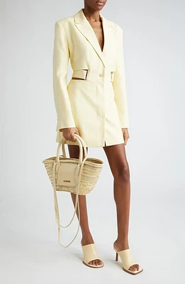 Jacquemus La Robe Bari Long Sleeve Blazer Minidress Pale Yellow at Nordstrom, Us