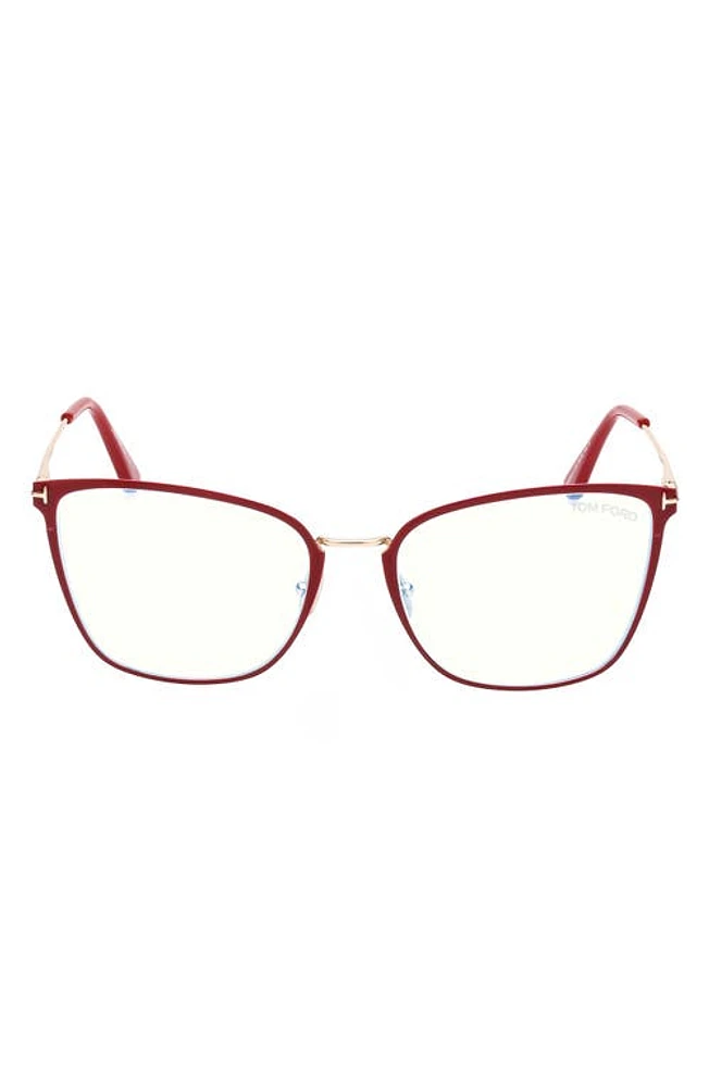 TOM FORD 56mm Butterfly Blue Light Blocking Glasses in Shiny Fucia at Nordstrom